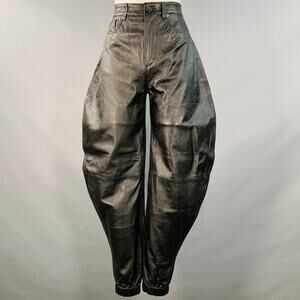THE ATTICO Size S Black Lambskin Leather High Waisted Breeches Casual Pants